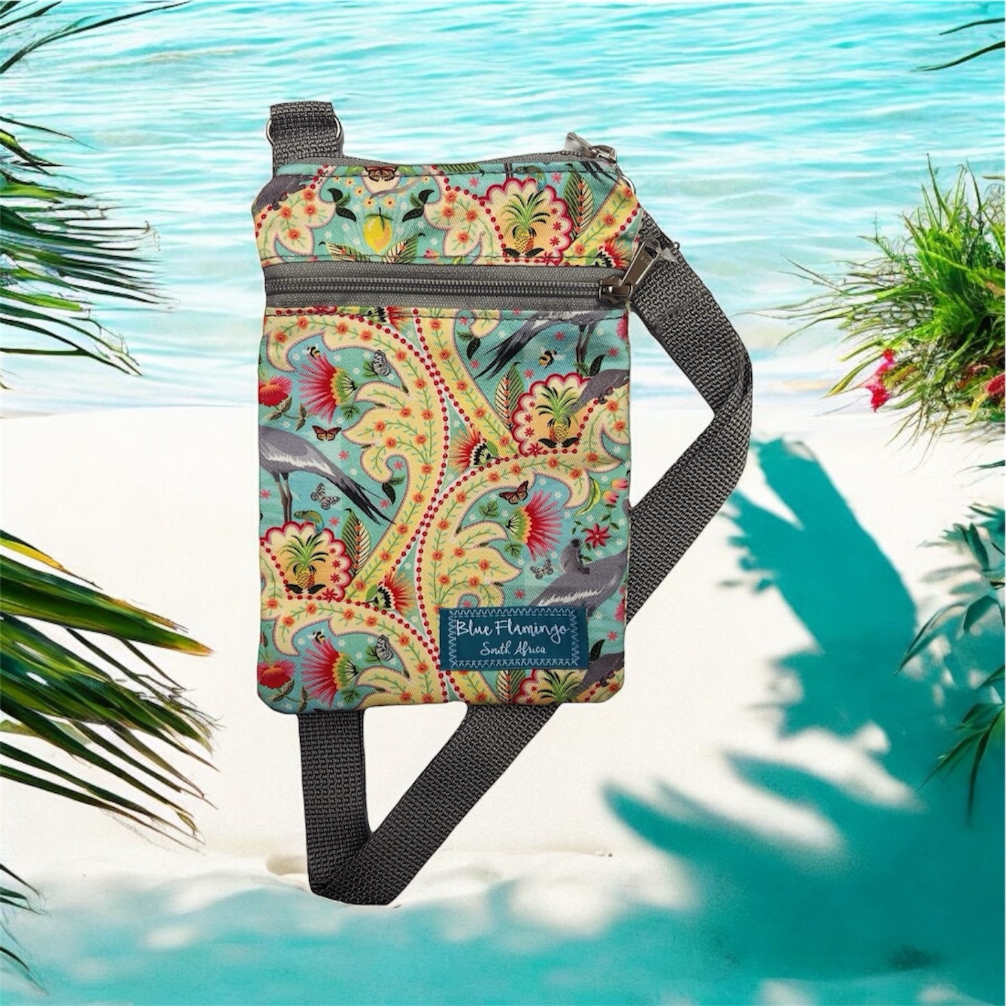 Blue Flamingo crossbody sling bag GRAND EXOTIC